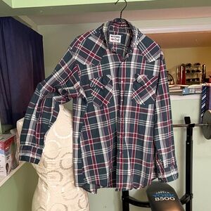 Western Craft Men's Plaid Shirt - Green, Red and White